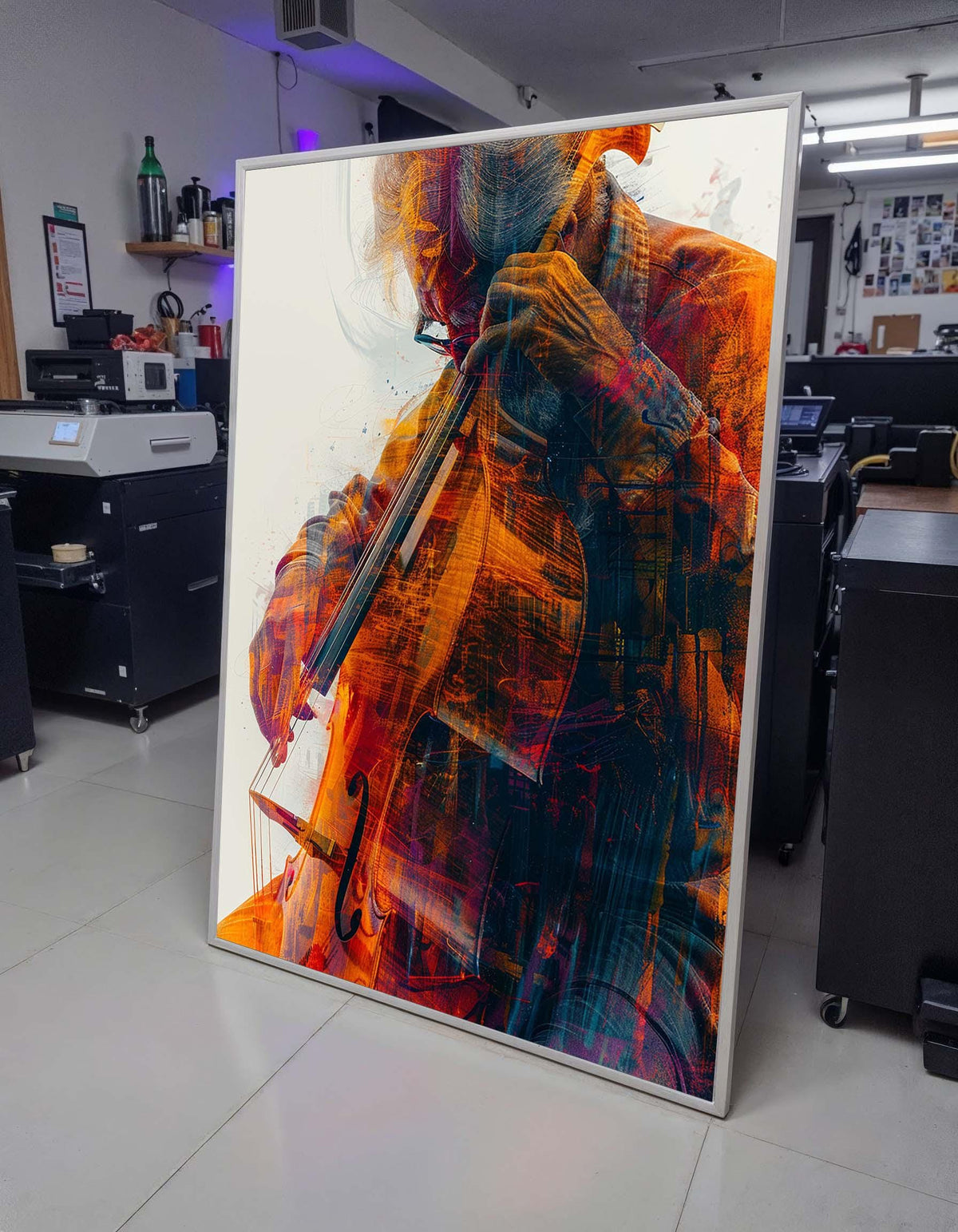 Abstract Cellist Art Print - Vibrant Musician Painting, Modern String Instrument Decor, Jazz Wall Art, Music Canvas Art