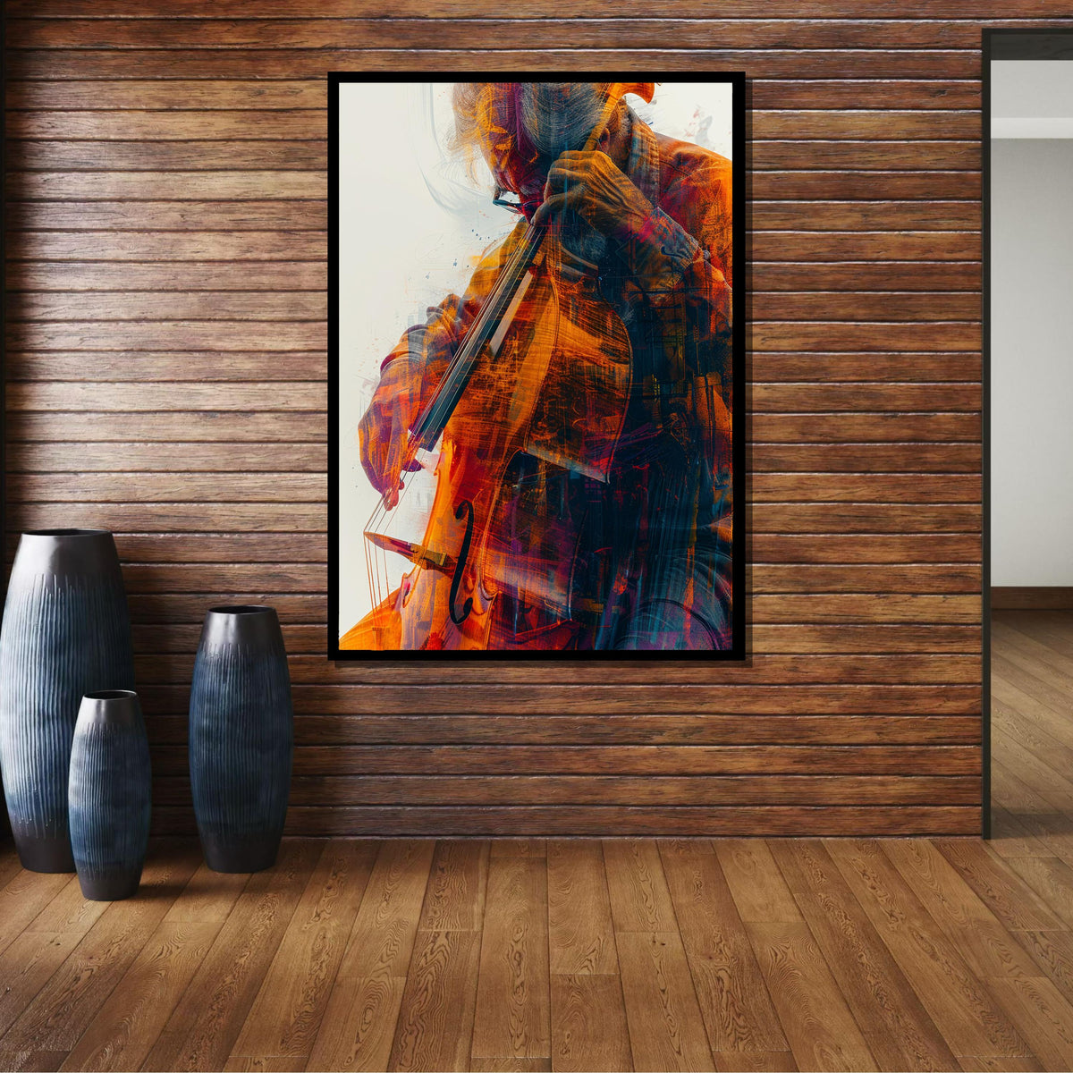 Abstract Cellist Art Print - Vibrant Musician Painting, Modern String Instrument Decor, Jazz Wall Art, Music Canvas Art
