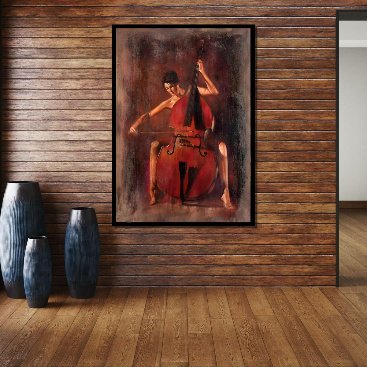 Female Musician Painting, Warm Toned Music Decor,Modern Jazz Wall Art-Vibrant Musician Painting, Modern Decor,Jazz Wall Art,Music Canvas Art