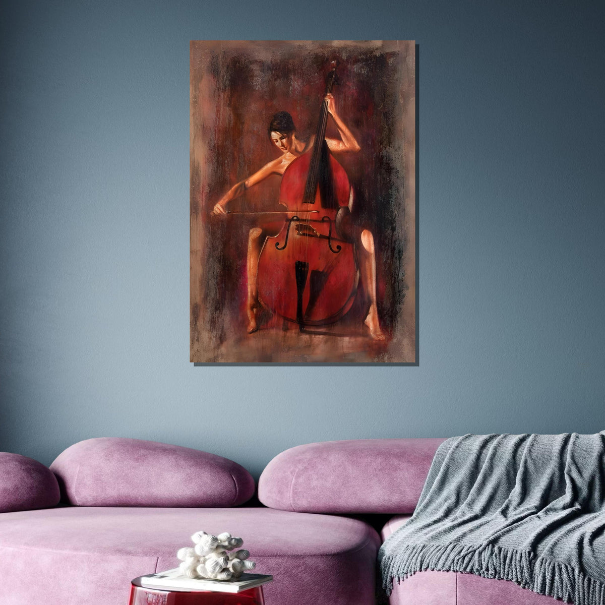 Female Musician Painting, Warm Toned Music Decor,Modern Jazz Wall Art-Vibrant Musician Painting, Modern Decor,Jazz Wall Art,Music Canvas Art