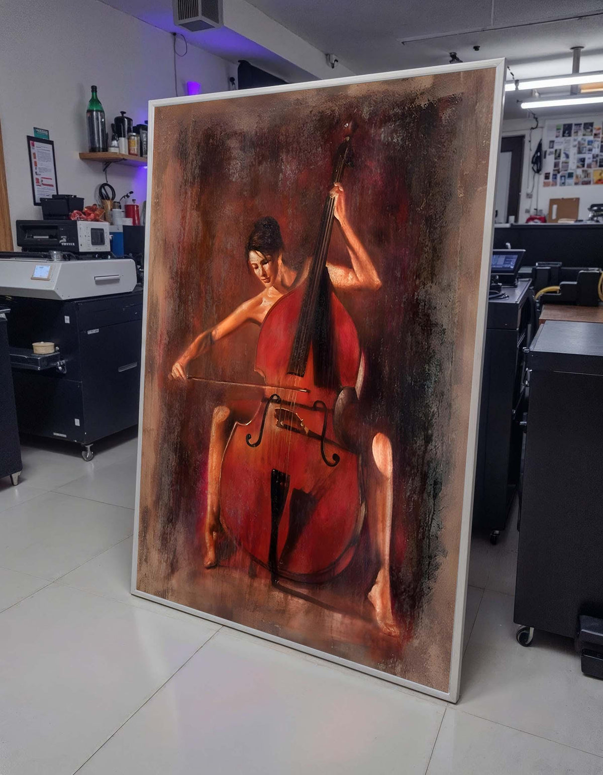 Female Musician Painting, Warm Toned Music Decor,Modern Jazz Wall Art-Vibrant Musician Painting, Modern Decor,Jazz Wall Art,Music Canvas Art
