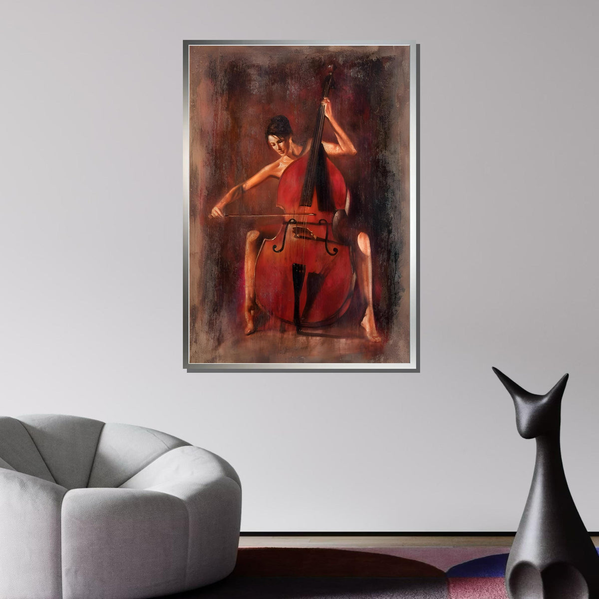 Female Musician Painting, Warm Toned Music Decor,Modern Jazz Wall Art-Vibrant Musician Painting, Modern Decor,Jazz Wall Art,Music Canvas Art