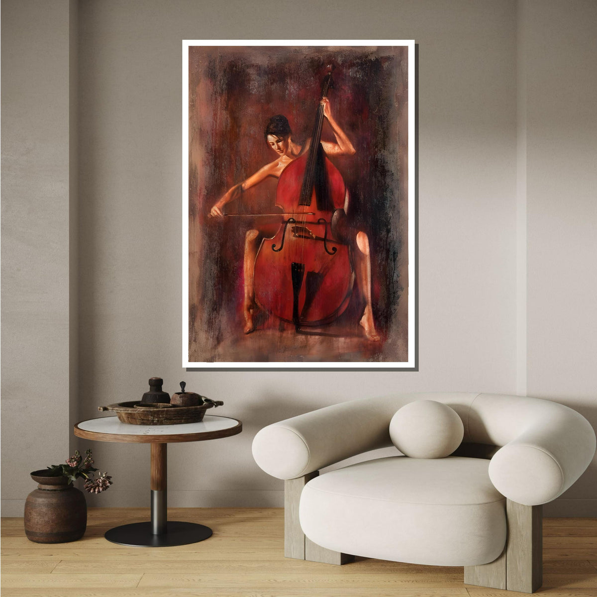 Female Musician Painting, Warm Toned Music Decor,Modern Jazz Wall Art-Vibrant Musician Painting, Modern Decor,Jazz Wall Art,Music Canvas Art