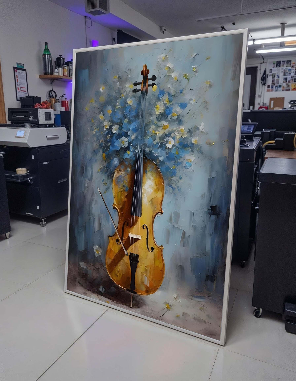 Elegant Cello Art Print with Floral Background - Music and Nature Wall Art, Classic String Instrument Decor,Music Canvas Art