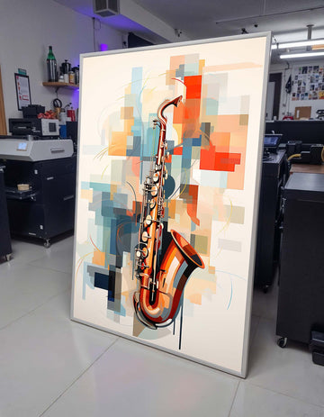 Geometric Saxophone Art Print - Colorful Jazz Decor, Modern Abstract Music Lover Wall Art for Jazz Enthusiasts, Music Canvas Art