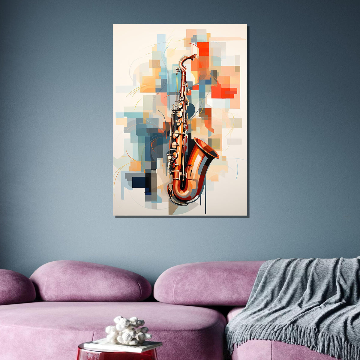 Geometric Saxophone Art Print - Colorful Jazz Decor, Modern Abstract Music Lover Wall Art for Jazz Enthusiasts, Music Canvas Art