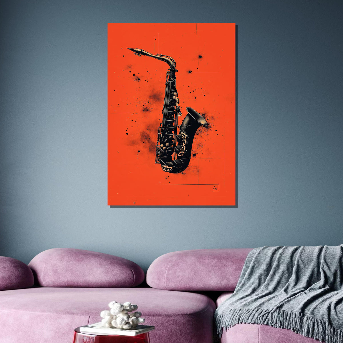 Bold Saxophone Art on Red Background - Stylish Jazz Music Decor, Unique Wall Art for Saxophone and Jazz Fans, Music Canvas Art