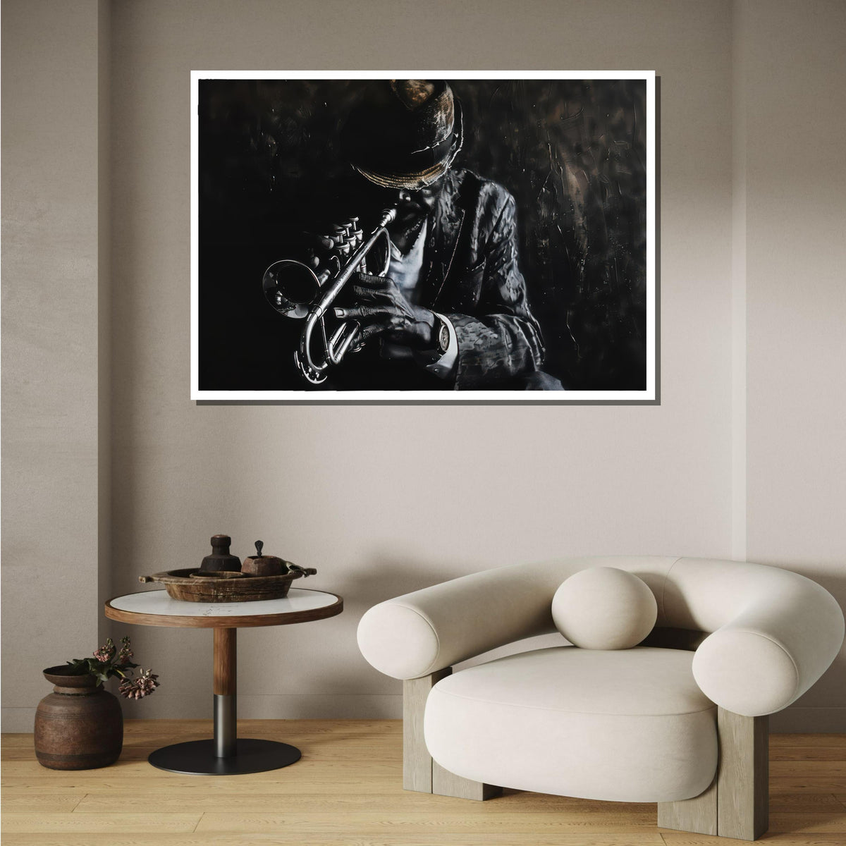 Abstract Saxophone Player Portrait - Colorful Jazz Art, Elderly Musician with Sax, Artistic Wall Decor for Music Lovers,Music Canvas Art