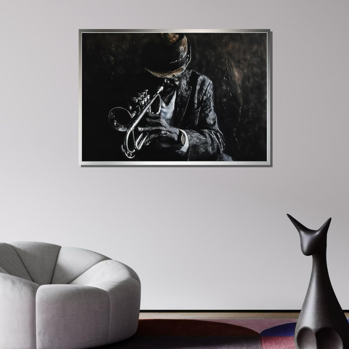 Abstract Saxophone Player Portrait - Colorful Jazz Art, Elderly Musician with Sax, Artistic Wall Decor for Music Lovers,Music Canvas Art