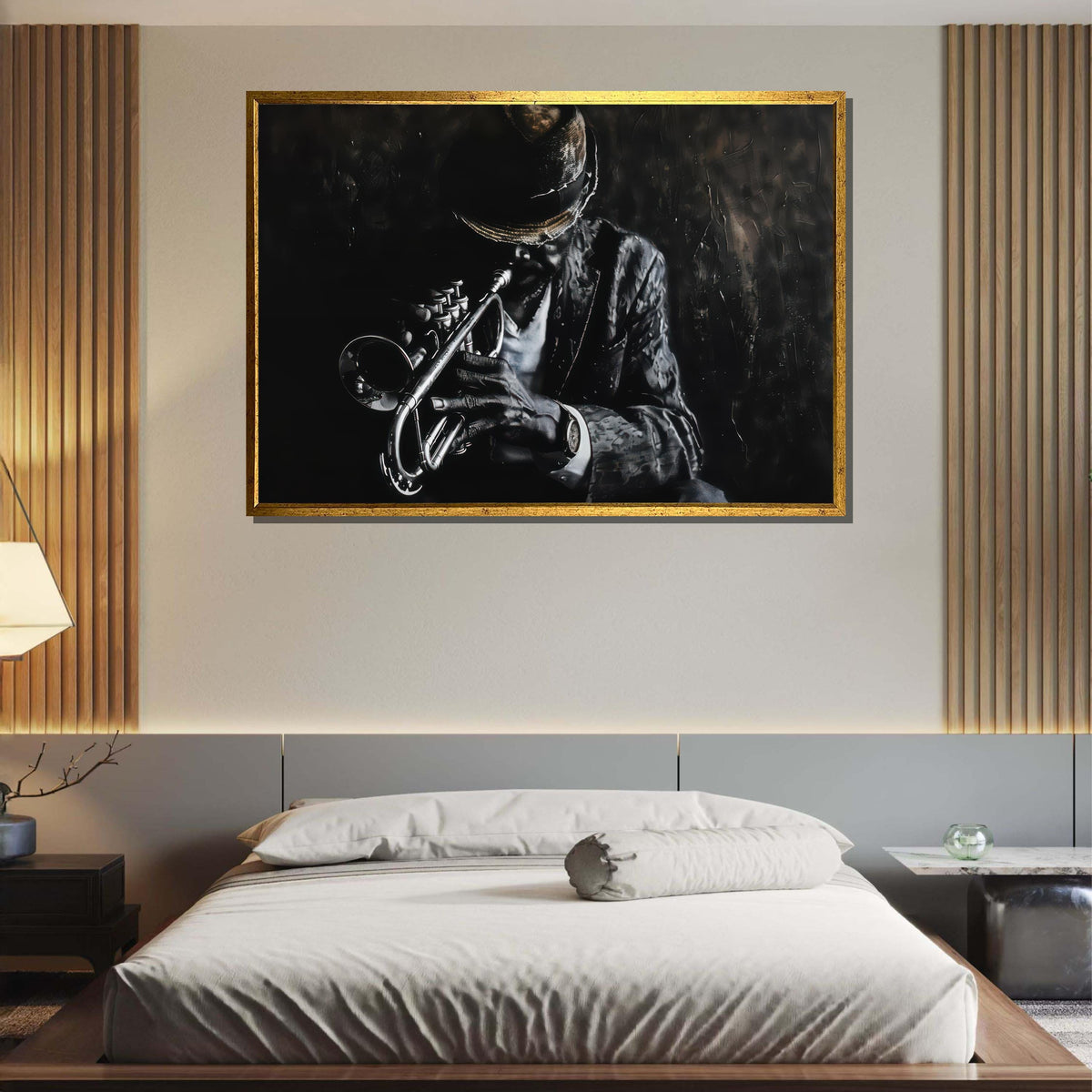 Abstract Saxophone Player Portrait - Colorful Jazz Art, Elderly Musician with Sax, Artistic Wall Decor for Music Lovers,Music Canvas Art
