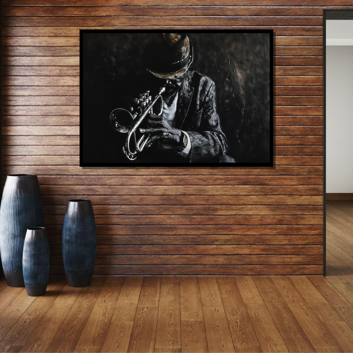 Abstract Saxophone Player Portrait - Colorful Jazz Art, Elderly Musician with Sax, Artistic Wall Decor for Music Lovers,Music Canvas Art