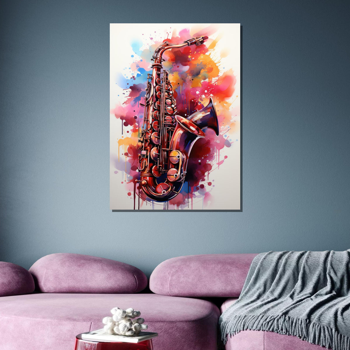 Vibrant Saxophone Art - Colorful Abstract Music Decor, Jazz Lover Gift, Musical Wall Art with Bold Splashes, Music Canvas Art