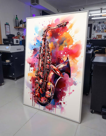Vibrant Saxophone Art - Colorful Abstract Music Decor, Jazz Lover Gift, Musical Wall Art with Bold Splashes, Music Canvas Art