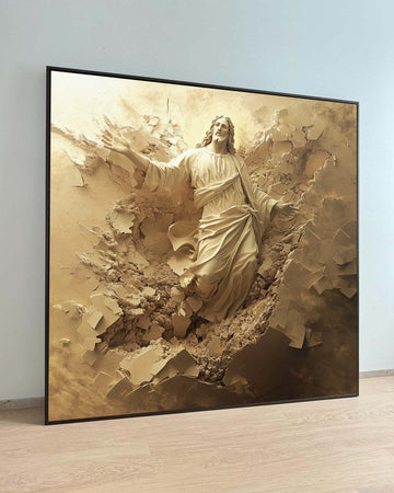 Resurrected Jesus Breaking Through - Inspirational Faith Wall Art for Easter Decor,Spiritual Wall Decor,Divine Light Canvas