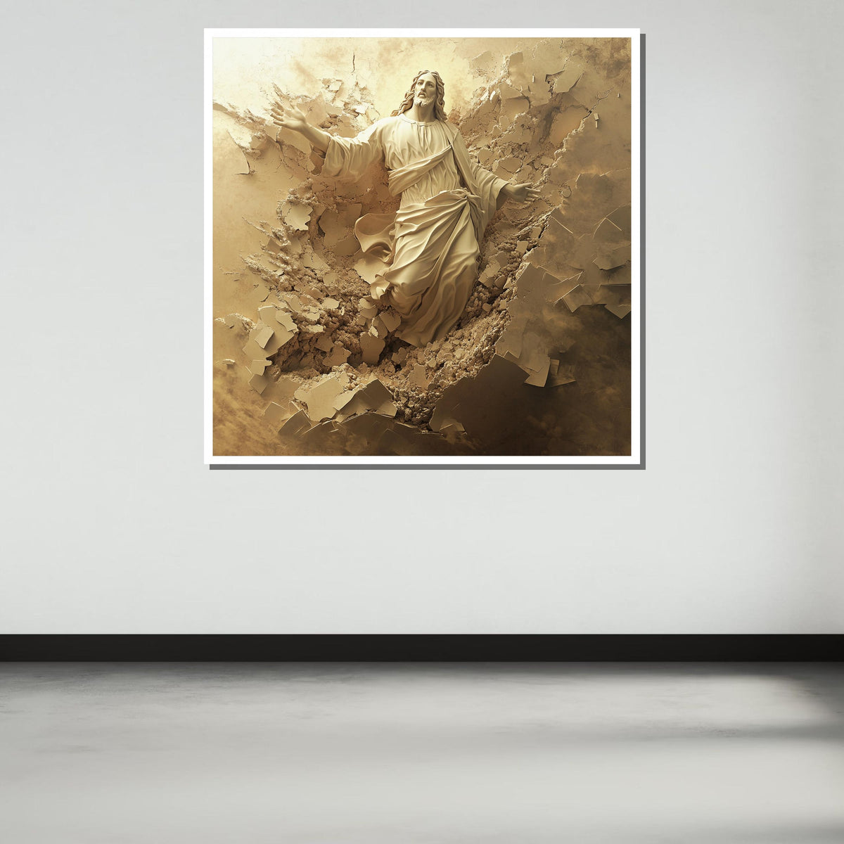 Resurrected Jesus Breaking Through - Inspirational Faith Wall Art for Easter Decor,Spiritual Wall Decor,Divine Light Canvas