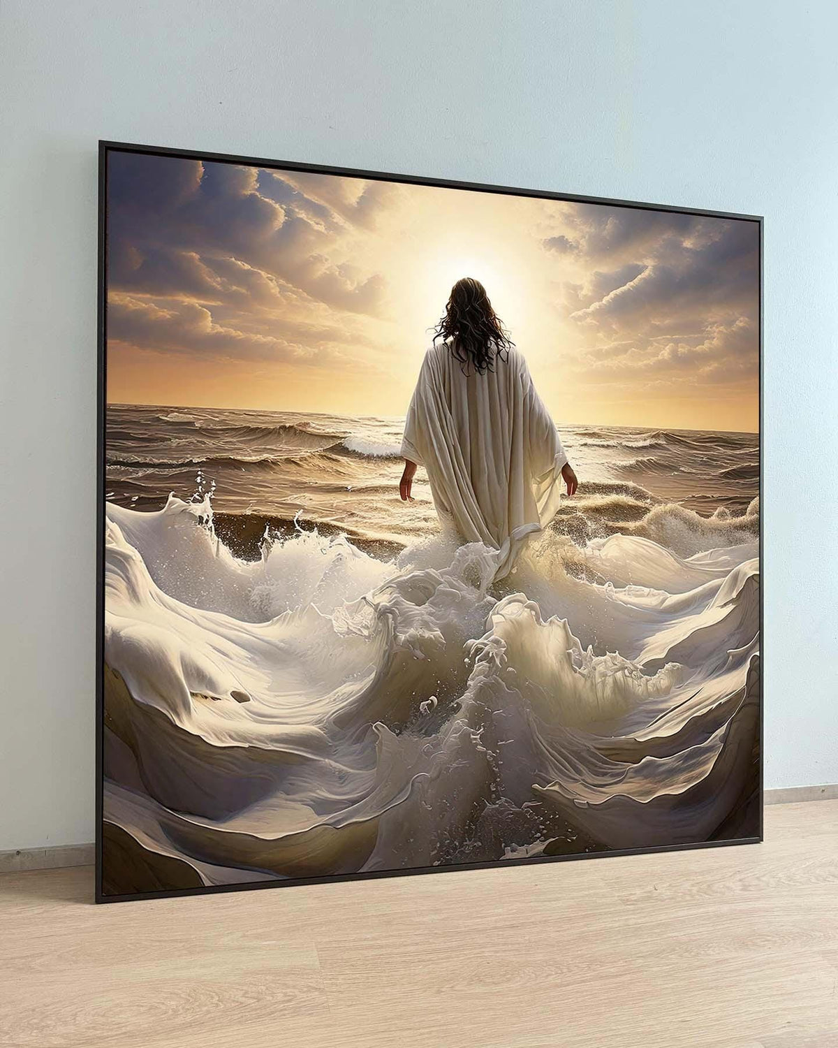 Walking on Water Canvas Art, Divine Ocean Scene, Jesus Art Print, Inspirational Wall Decor, Religious Artwork ,Christian Gift