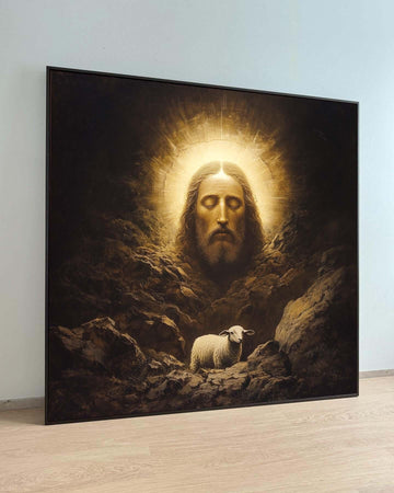 Jesus and the Lost Lamb Canvas, Sacred Christian Art, Spiritual Wall Decor, The Good Shepherd Painting, Religious Artwork ,Christian Gift