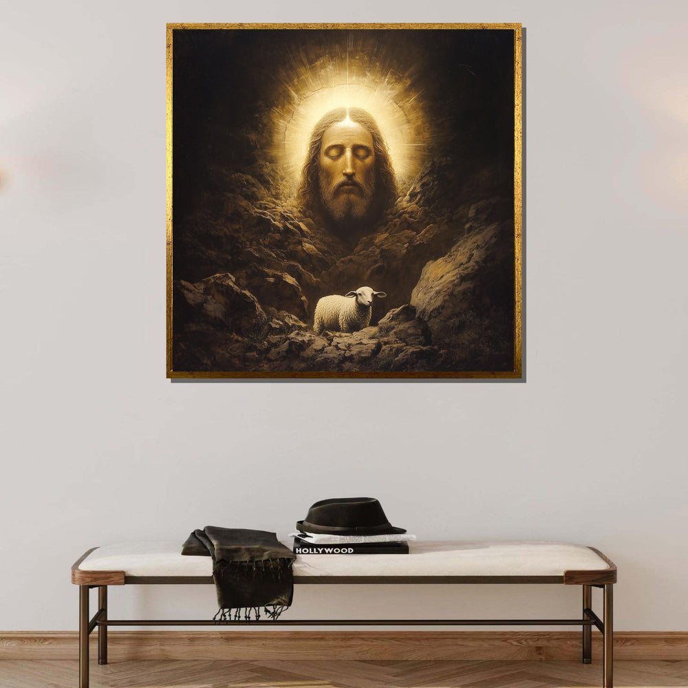 Jesus and the Lost Lamb Canvas, Sacred Christian Art, Spiritual Wall Decor, The Good Shepherd Painting, Religious Artwork ,Christian Gift