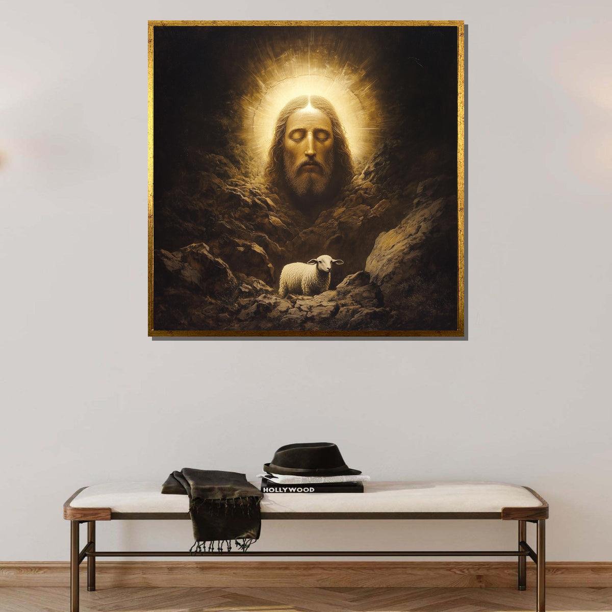 Jesus and the Lost Lamb Canvas, Sacred Christian Art, Spiritual Wall Decor, The Good Shepherd Painting, Religious Artwork ,Christian Gift