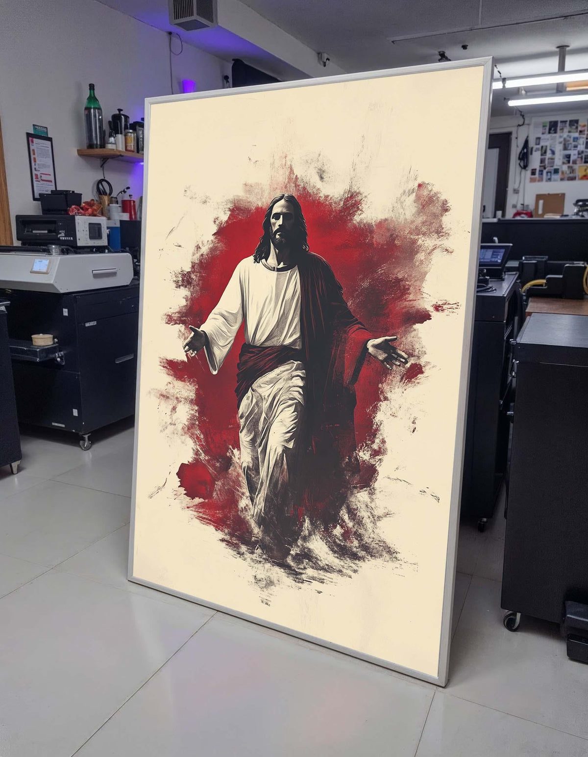 Jesus in Red Canvas,Passion of Christ Art,Spiritual Wall Decor,Christian Home Decor,Jesus Portrait Painting,Spiritual Home Decor,Christian