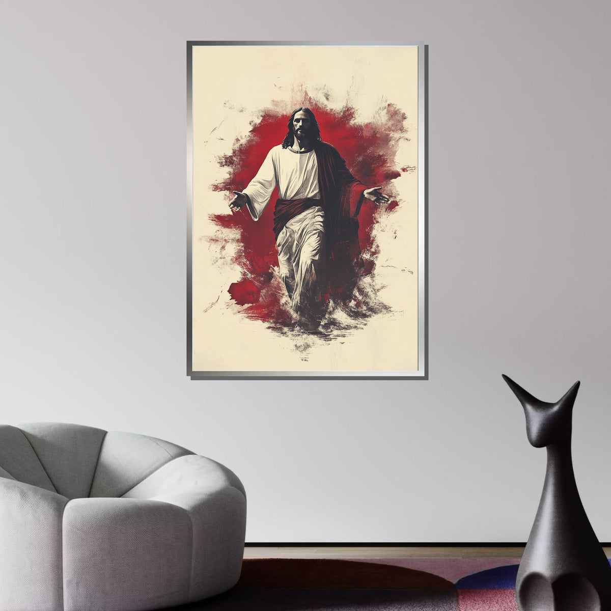 Jesus in Red Canvas,Passion of Christ Art,Spiritual Wall Decor,Christian Home Decor,Jesus Portrait Painting,Spiritual Home Decor,Christian