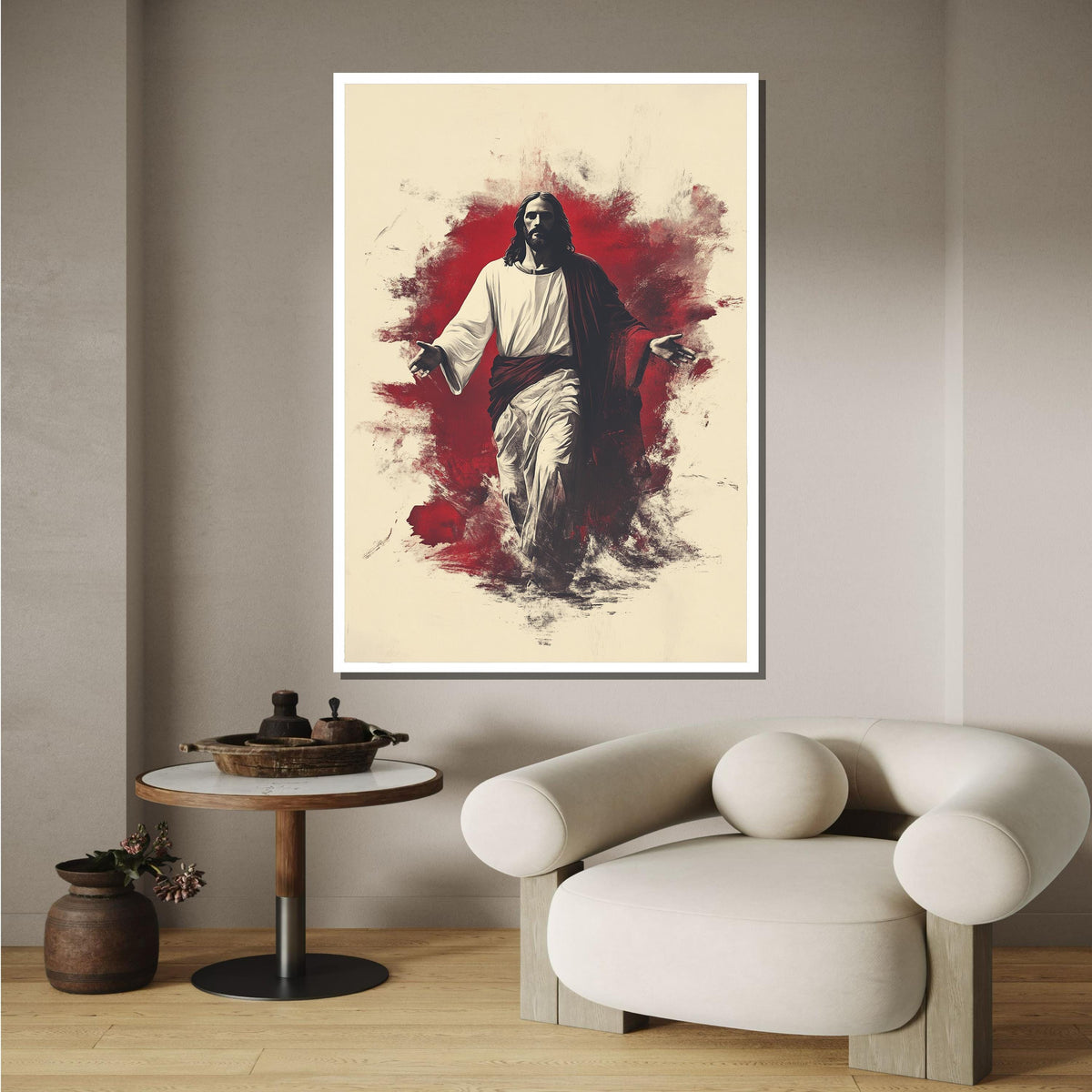Jesus in Red Canvas,Passion of Christ Art,Spiritual Wall Decor,Christian Home Decor,Jesus Portrait Painting,Spiritual Home Decor,Christian