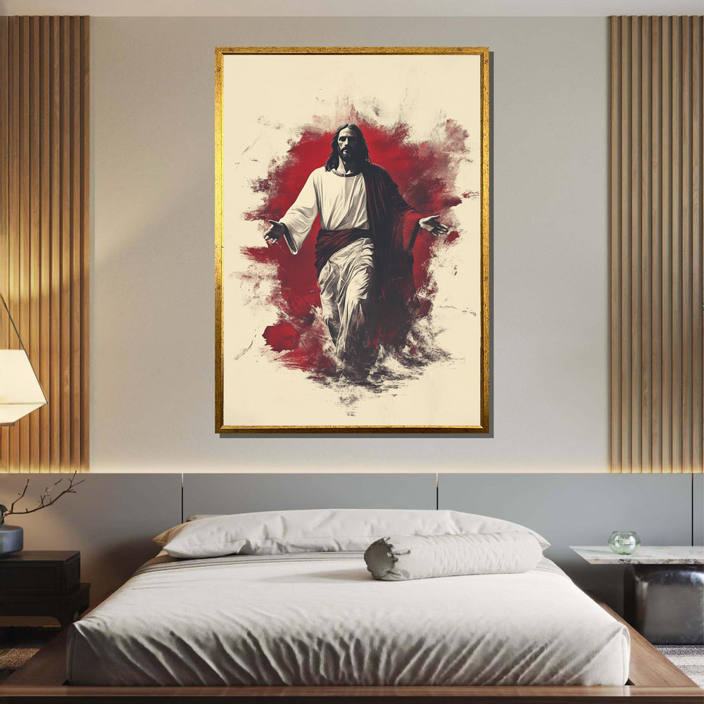 Jesus in Red Canvas,Passion of Christ Art,Spiritual Wall Decor,Christian Home Decor,Jesus Portrait Painting,Spiritual Home Decor,Christian