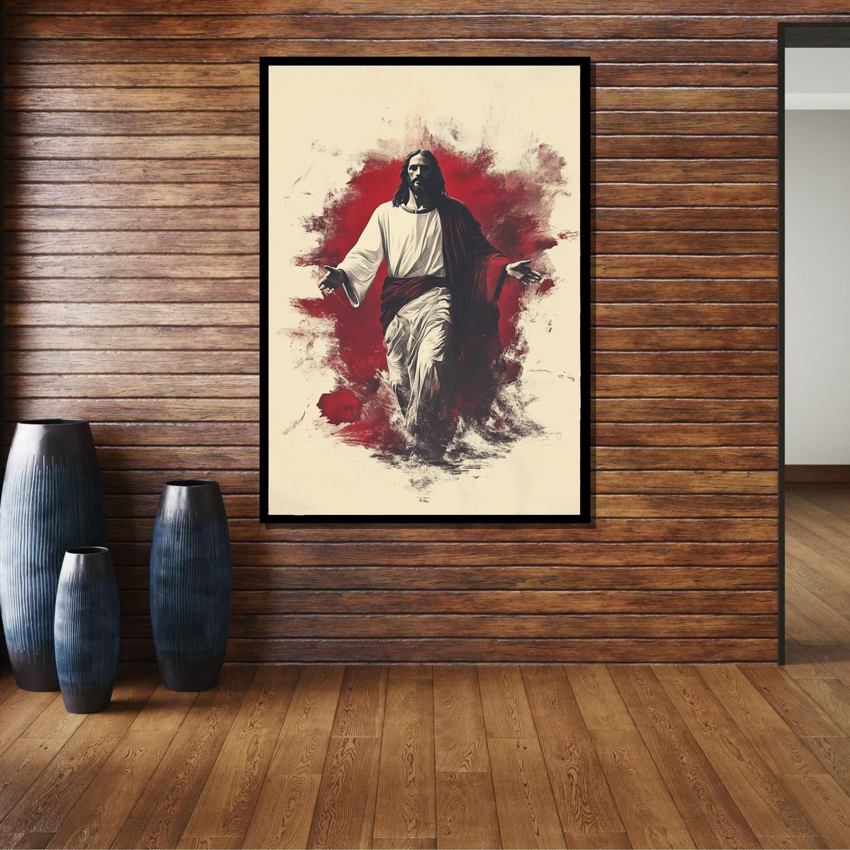 Jesus in Red Canvas,Passion of Christ Art,Spiritual Wall Decor,Christian Home Decor,Jesus Portrait Painting,Spiritual Home Decor,Christian