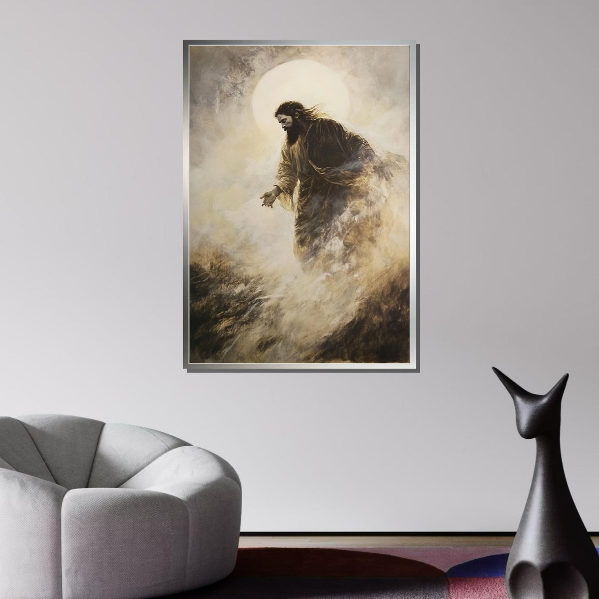 Jesus Walking in Light Canvas, Divine Presence Art, Spiritual Faith Wall Decor, Inspirational Religious Artwork, Ready to Hang