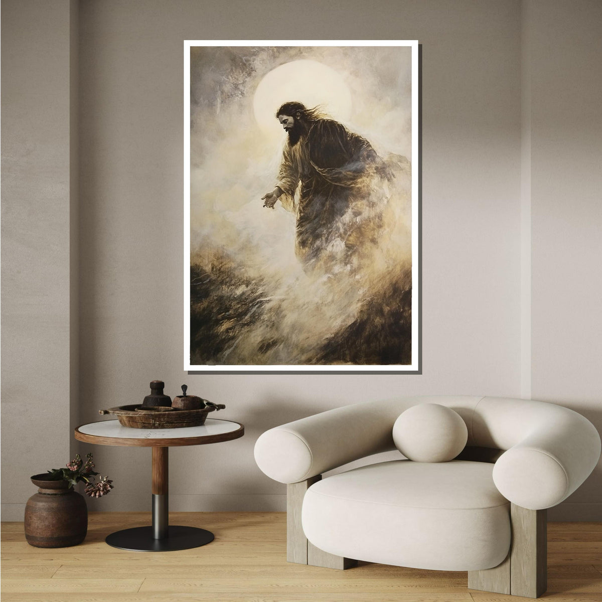 Jesus Walking in Light Canvas, Divine Presence Art, Spiritual Faith Wall Decor, Inspirational Religious Artwork, Ready to Hang