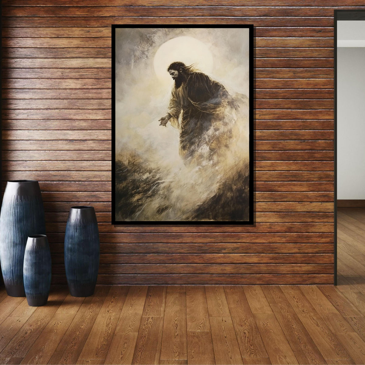 Jesus Walking in Light Canvas, Divine Presence Art, Spiritual Faith Wall Decor, Inspirational Religious Artwork, Ready to Hang