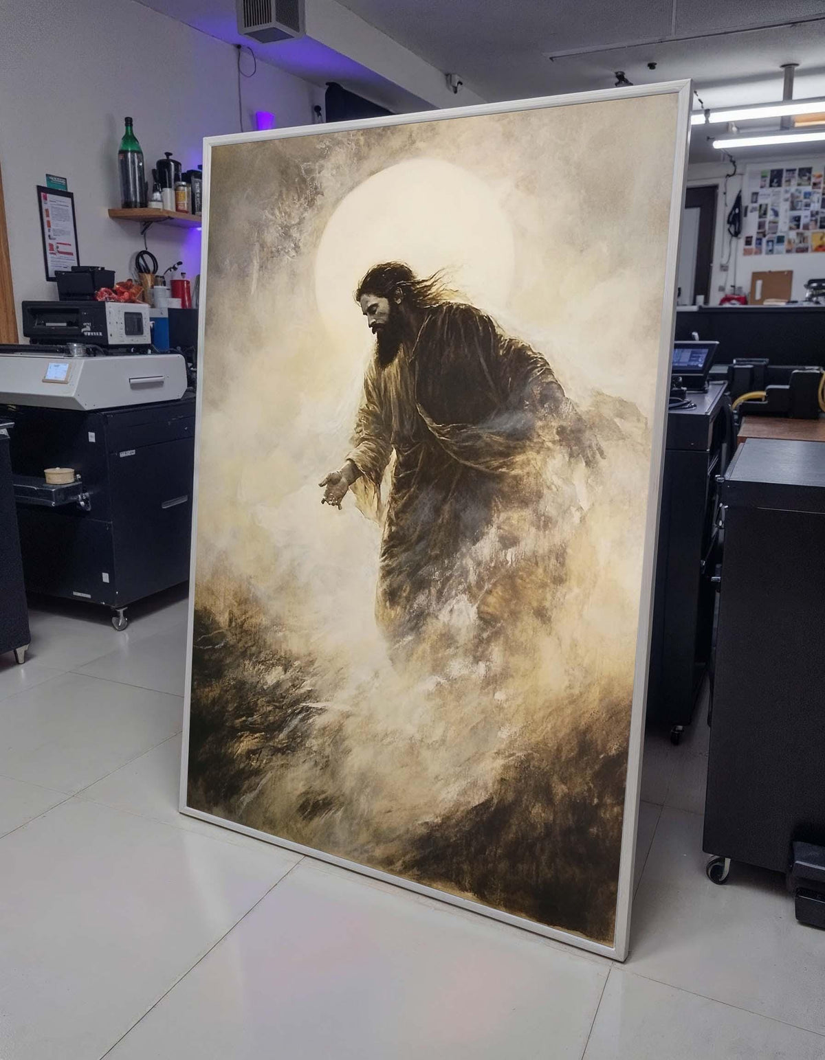 Jesus Walking in Light Canvas, Divine Presence Art, Spiritual Faith Wall Decor, Inspirational Religious Artwork, Ready to Hang