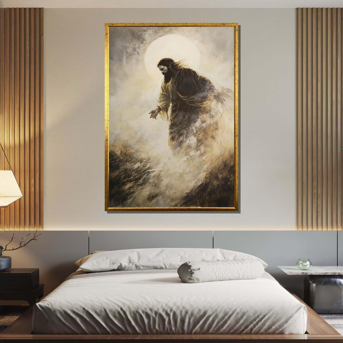 Jesus Walking in Light Canvas, Divine Presence Art, Spiritual Faith Wall Decor, Inspirational Religious Artwork, Ready to Hang