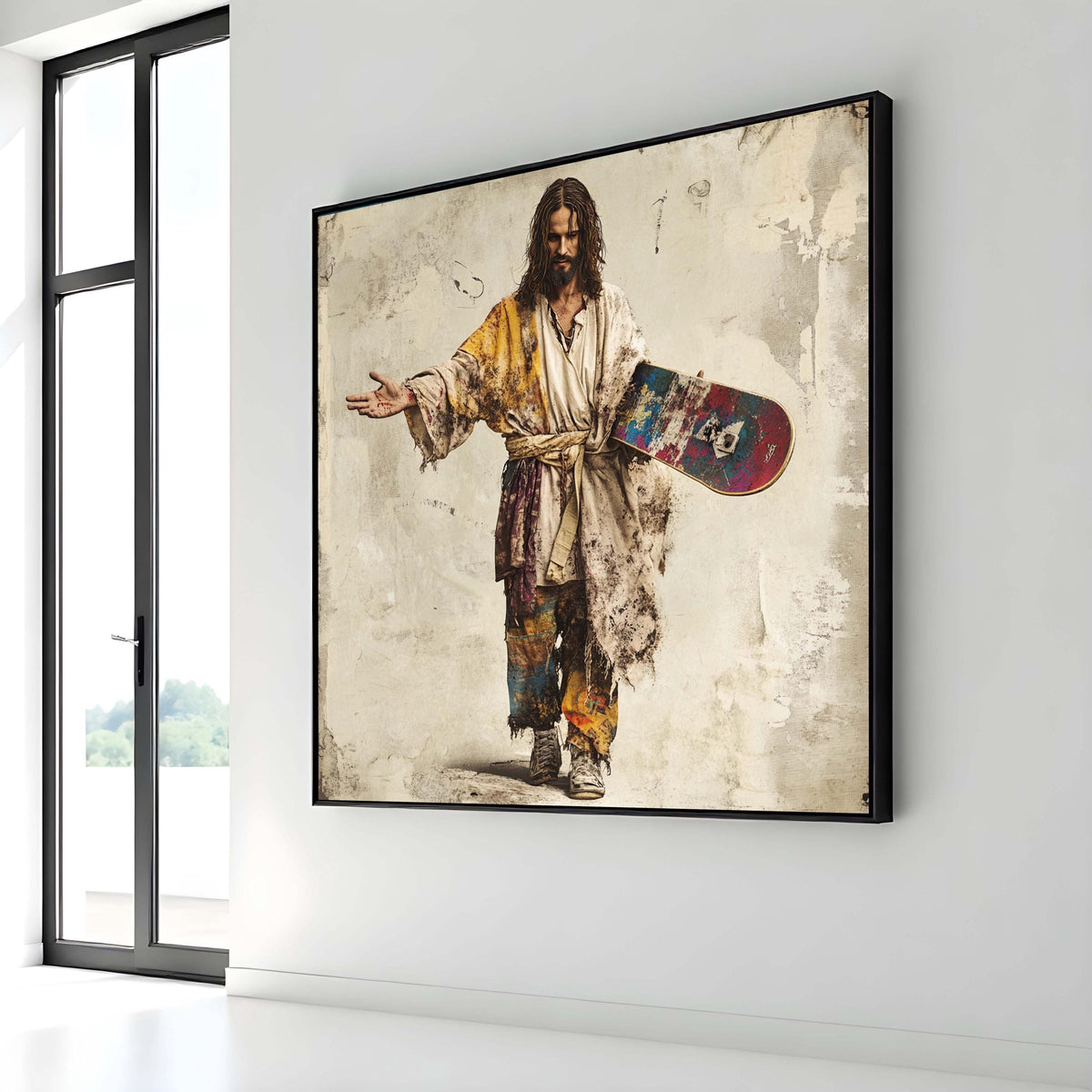 Skater Jesus Canvas, Modern Jesus Art, Urban Spiritual Wall Decor, Unique Religious Art, Ready to Hang Canvas, Religious Wall Art