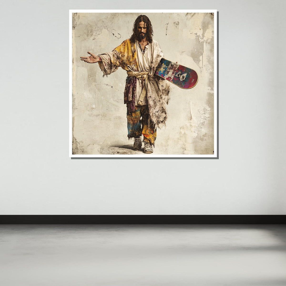 Skater Jesus Canvas, Modern Jesus Art, Urban Spiritual Wall Decor, Unique Religious Art, Ready to Hang Canvas, Religious Wall Art