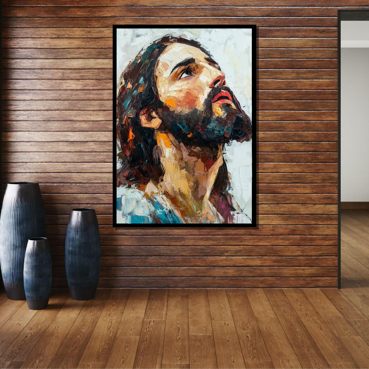 Jesus Portrait in Impasto, Expressive Religious Art, Christian Wall Decor, Faithful Inspiration Canvas, Ready to Hang, Ready to Hang