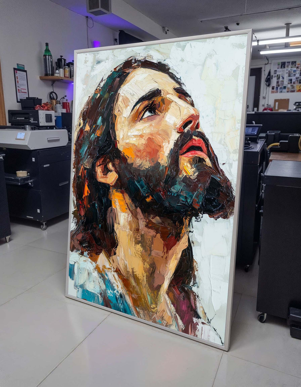Jesus Portrait in Impasto, Expressive Religious Art, Christian Wall Decor, Faithful Inspiration Canvas, Ready to Hang, Ready to Hang