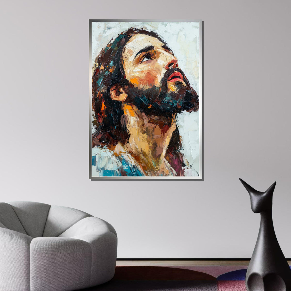 Jesus Portrait in Impasto, Expressive Religious Art, Christian Wall Decor, Faithful Inspiration Canvas, Ready to Hang, Ready to Hang