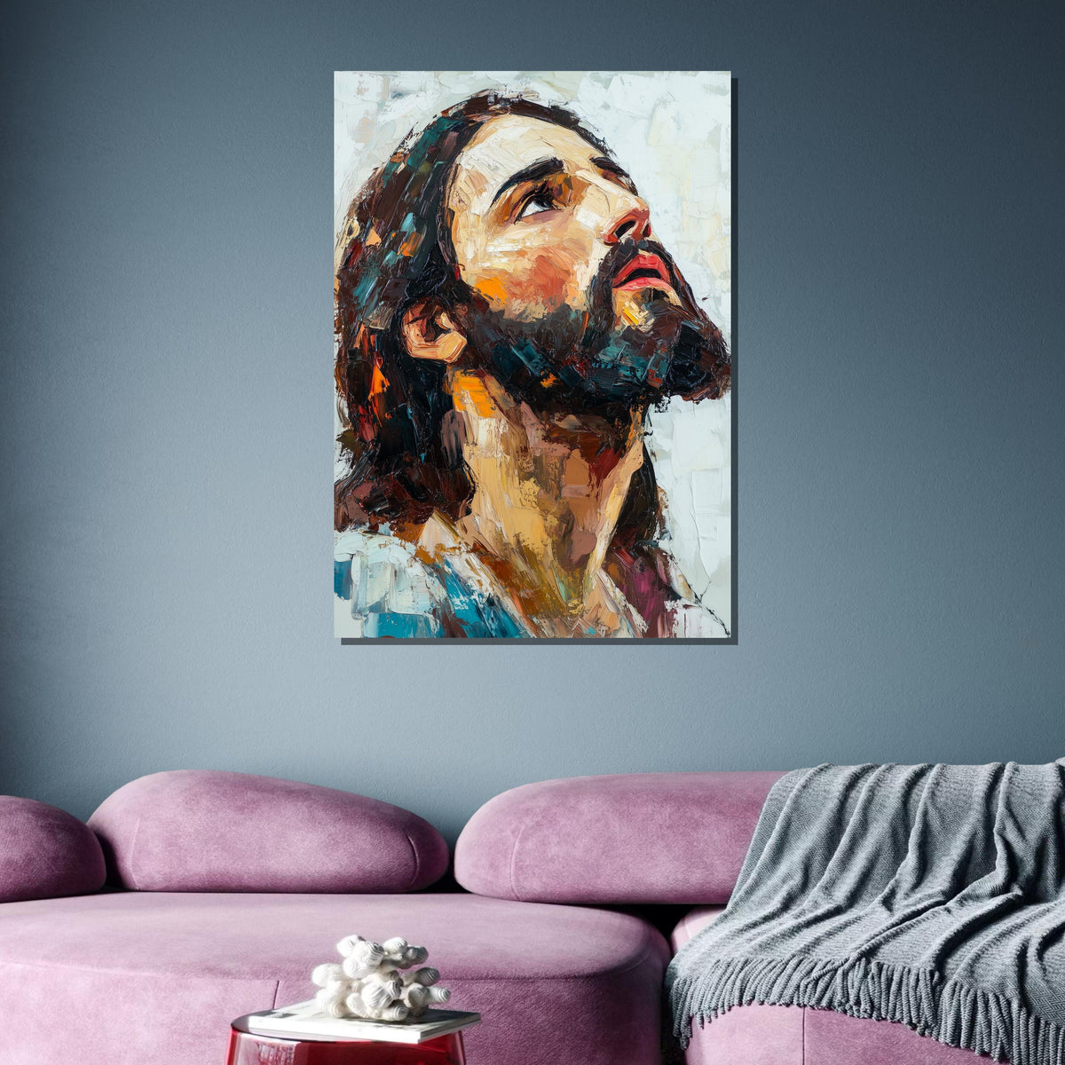 Jesus Portrait in Impasto, Expressive Religious Art, Christian Wall Decor, Faithful Inspiration Canvas, Ready to Hang, Ready to Hang