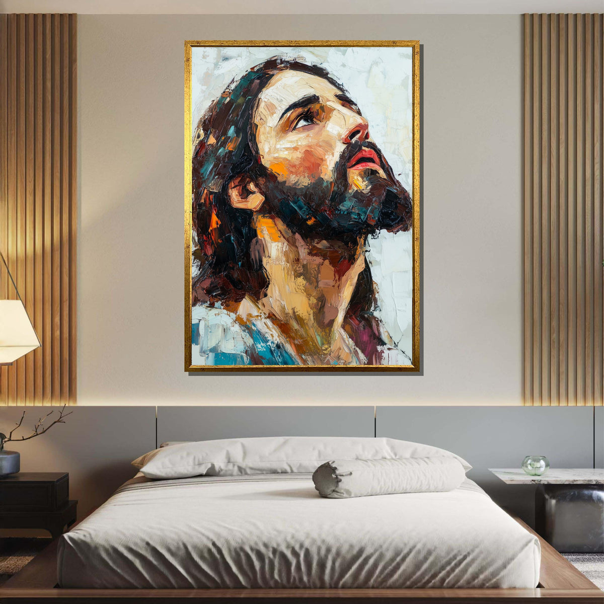 Jesus Portrait in Impasto, Expressive Religious Art, Christian Wall Decor, Faithful Inspiration Canvas, Ready to Hang, Ready to Hang