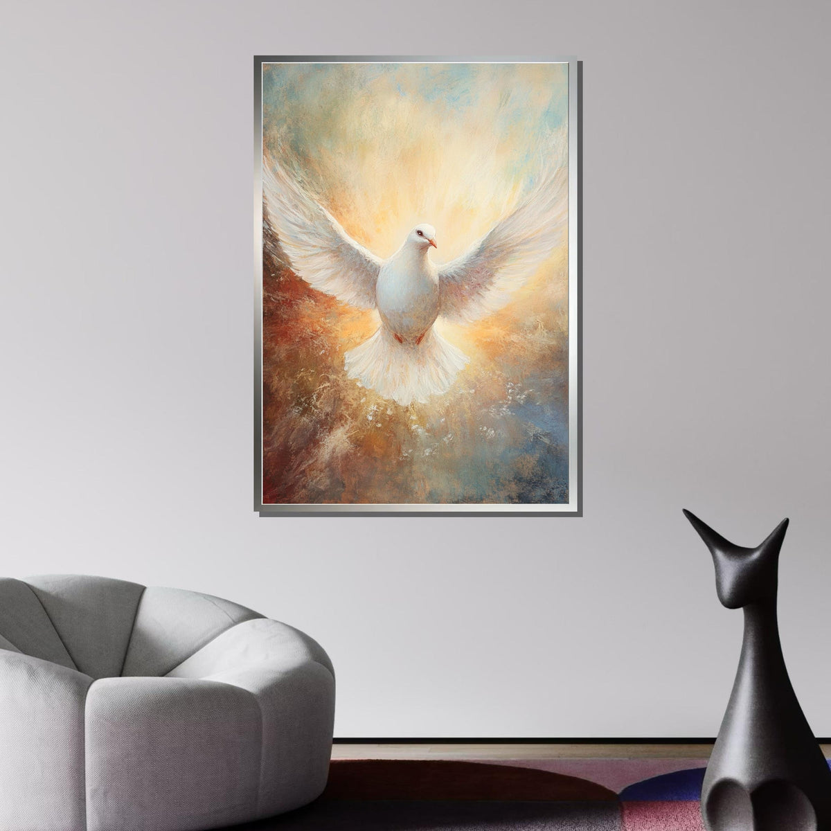 Peaceful Dove Canvas Art, Symbol of Hope and Spirit, Soothing Christian Wall Decor, Inspirational Religious Artwork, Ready to Hang