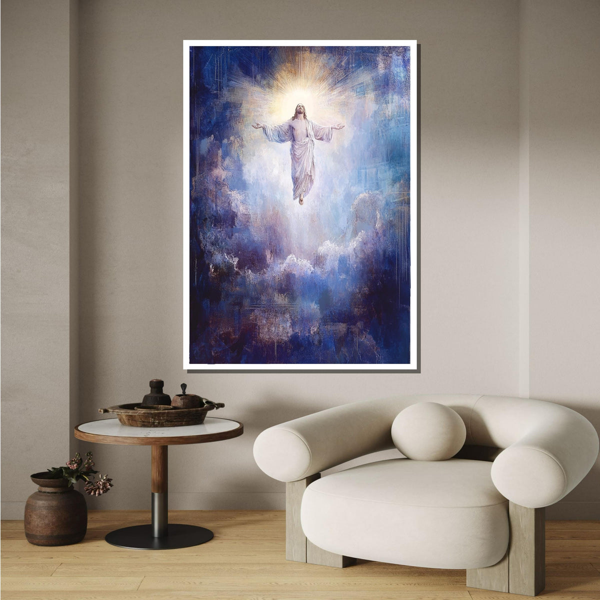 Ascension of Christ Canvas, Heavenly Jesus Artwork, Spiritual Christian Wall Decor, Divine Religious Art, Ready to Hang