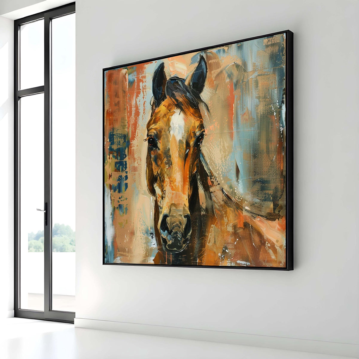 Abstract Horse Canvas, Rustic Wall Art, Vibrant Equine Decor, Animal Painting, Luxury Animal Artwork, Ready to Hang