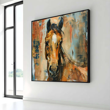 Abstract Horse Canvas, Rustic Wall Art, Vibrant Equine Decor, Animal Painting, Luxury Animal Artwork, Ready to Hang