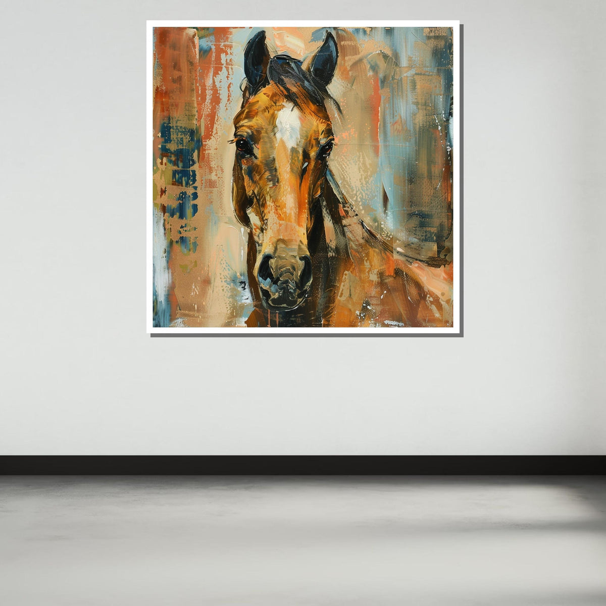 Abstract Horse Canvas, Rustic Wall Art, Vibrant Equine Decor, Animal Painting, Luxury Animal Artwork, Ready to Hang