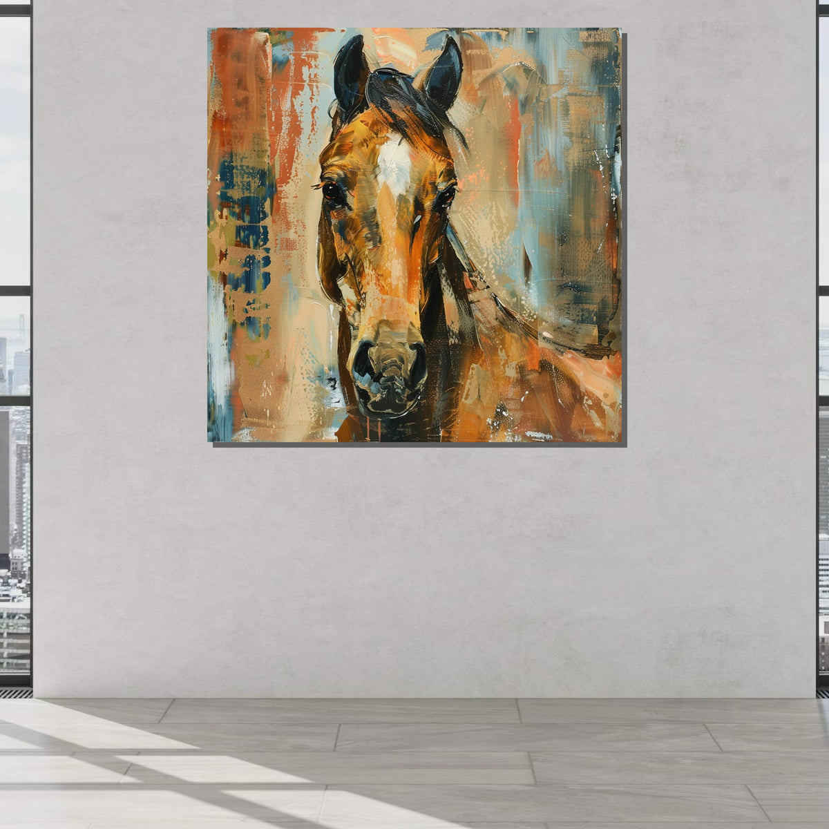 Abstract Horse Canvas, Rustic Wall Art, Vibrant Equine Decor, Animal Painting, Luxury Animal Artwork, Ready to Hang