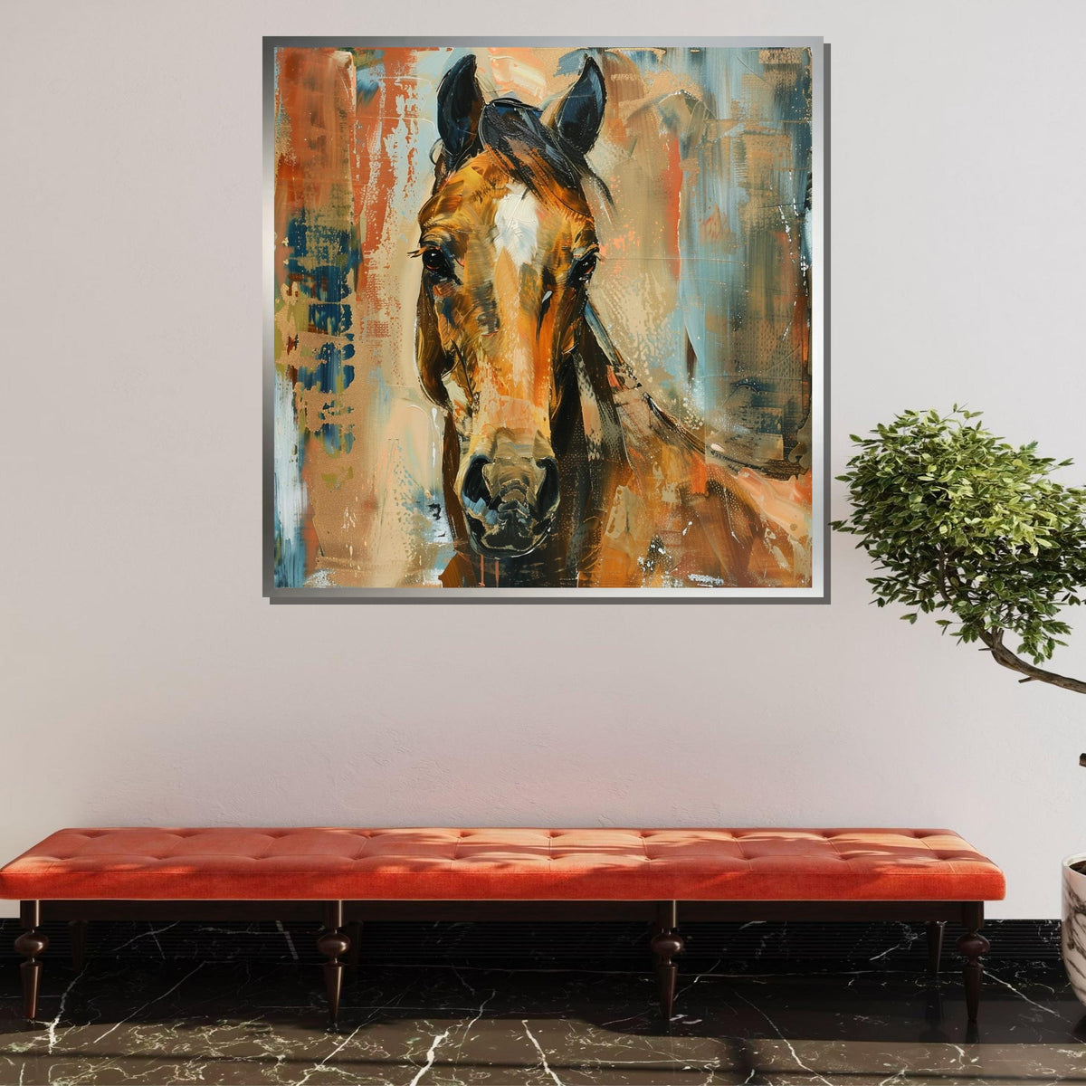 Abstract Horse Canvas, Rustic Wall Art, Vibrant Equine Decor, Animal Painting, Luxury Animal Artwork, Ready to Hang