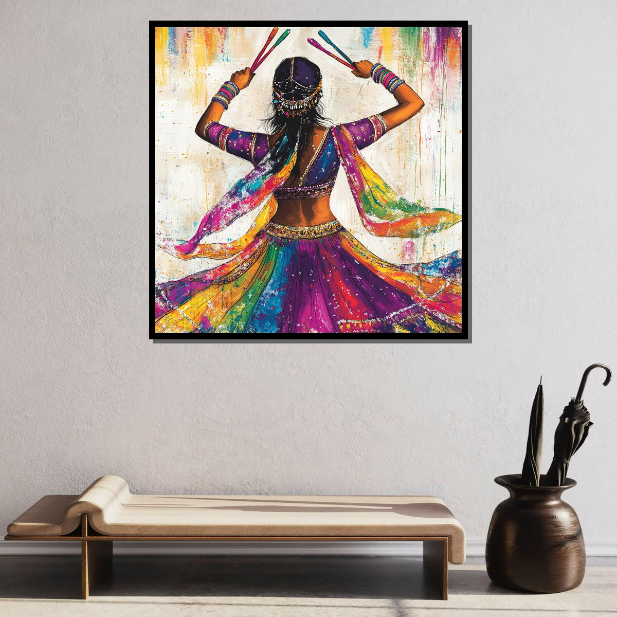 Vibrant Indian Dancer Canvas,Colorful Bollywood Wall Art,Cultural Dance Decor,Festive Indian WomanArt,Ready to Hang Canvas,Woman Wall Canvas