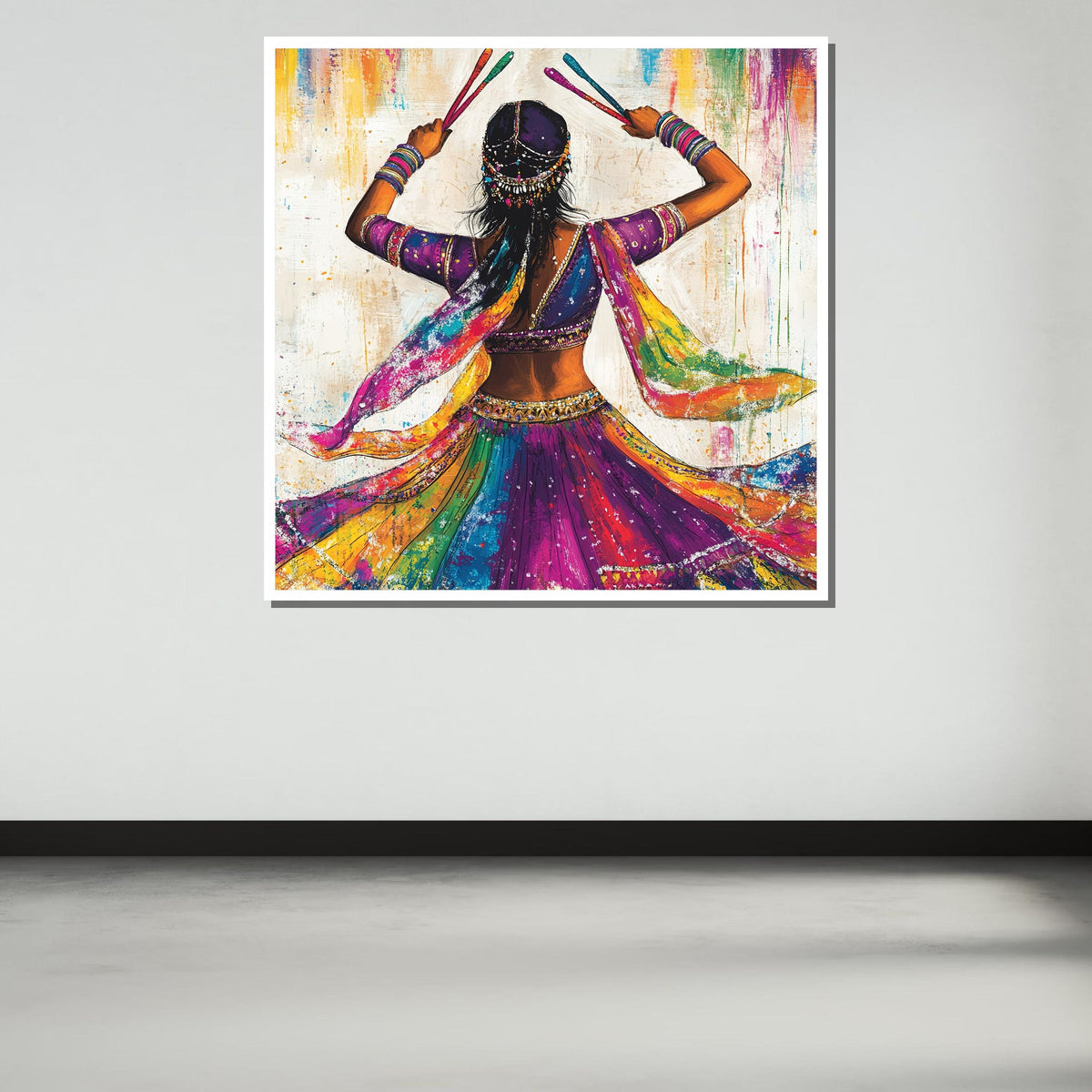 Vibrant Indian Dancer Canvas,Colorful Bollywood Wall Art,Cultural Dance Decor,Festive Indian WomanArt,Ready to Hang Canvas,Woman Wall Canvas