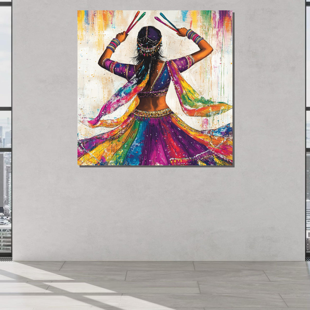 Vibrant Indian Dancer Canvas,Colorful Bollywood Wall Art,Cultural Dance Decor,Festive Indian WomanArt,Ready to Hang Canvas,Woman Wall Canvas